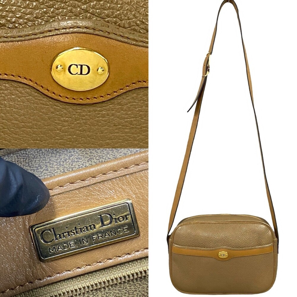 CHRISTIAN DIOR Brown Leather Pochette Shoulder Bag - Picture 3 of 9